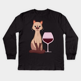 Easily Distracted by Cats and Wine Kids Long Sleeve T-Shirt